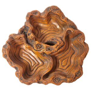 Coco Joe's Hawaii Hapa Wood Tree Stump Design Divided Candy Nut Serving Dish